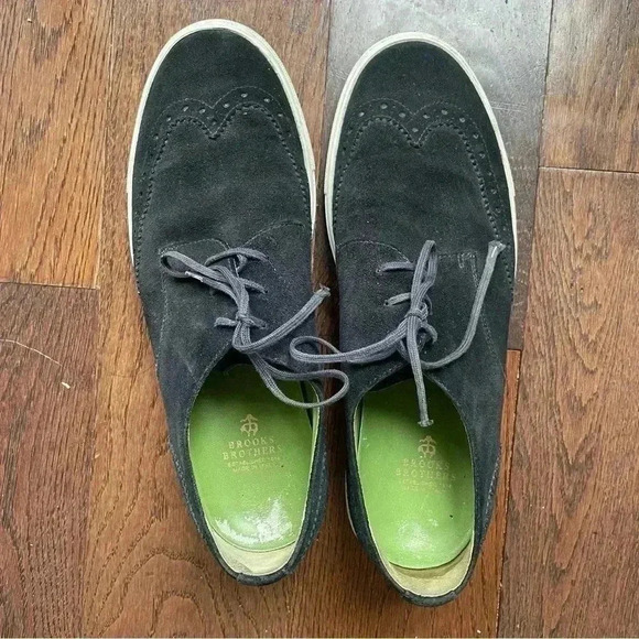 Brooks Brothers Suede Wingtip Sneakers in Black Size 10 - Picture 3 of 5